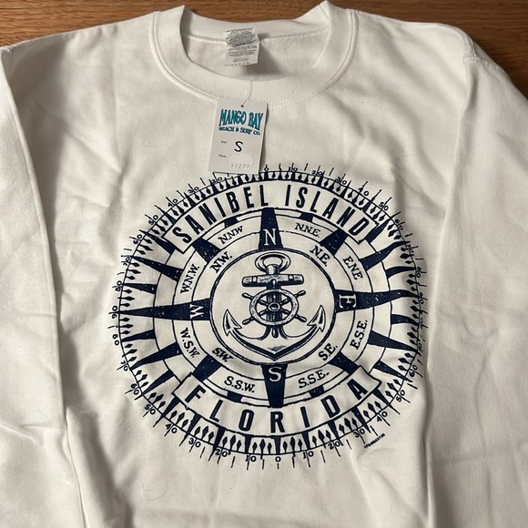 Gildan heavy blend Sanibel Island white crewneck sweatshirt women’s small New - Picture 4 of 5